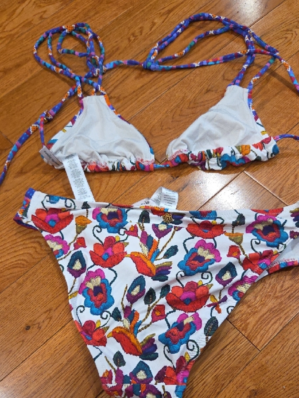 Floral Multicolor String Bikini Set - Picture 2 of 4